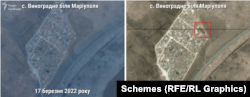 Сравнение места захоронения на снимках за 17 марта 2022 года и 29 марта 2022 года