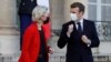 French President Macron welcomes EU Commission President van der Leyen at the Elysee Palace in Paris